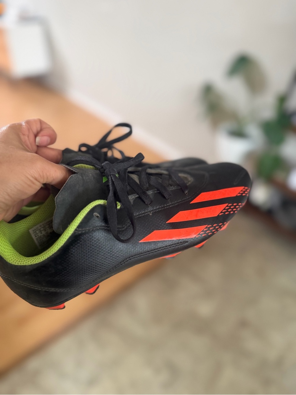 adidas Black Cleats with Neon Green Interior soccer cleats